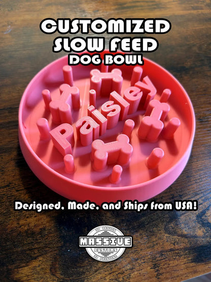 The Original Massive Customs Personalized Slow Feeder Dog & Cat Bowl