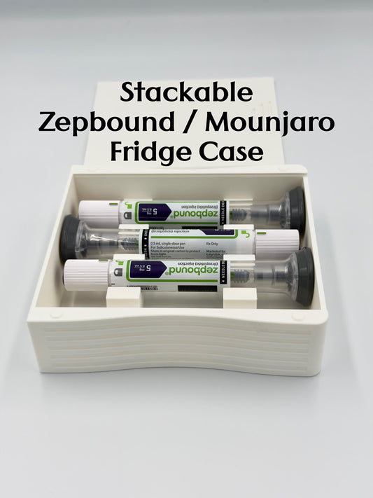 Stackable Low-Profile Storage Case for Zepbound® & Mounjaro® Injection Pens (4-Pen)