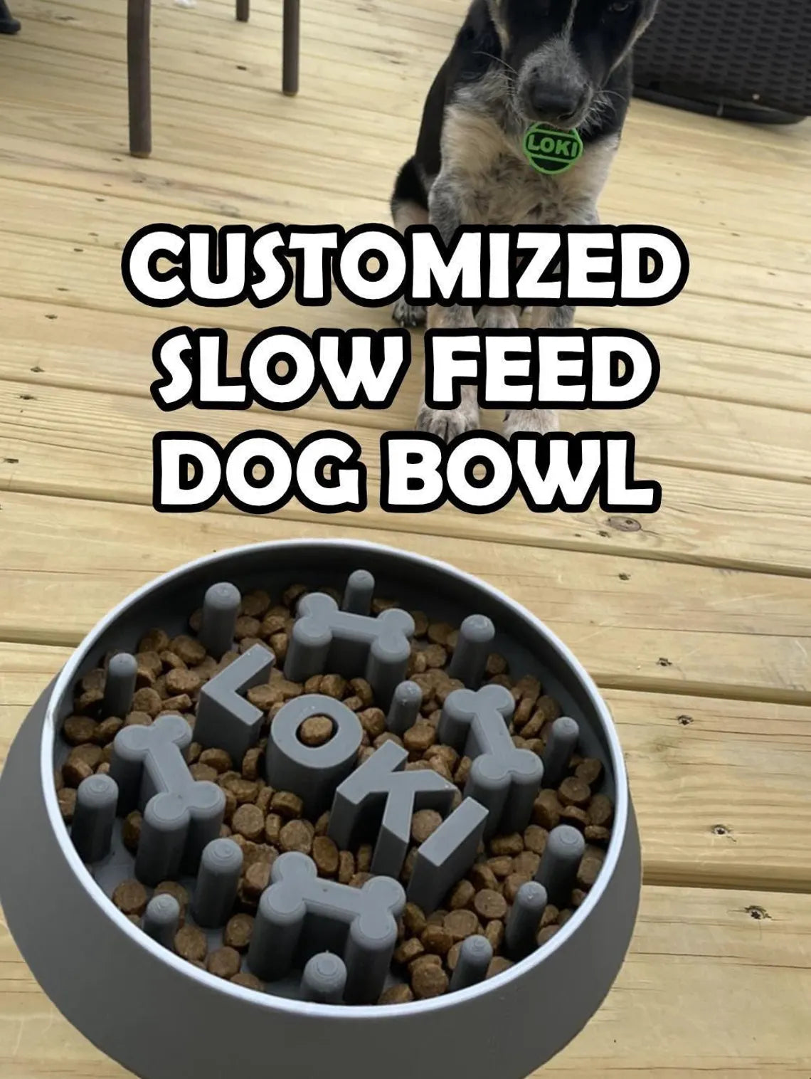 The Original Massive Customs Personalized Slow Feeder Dog & Cat Bowl
