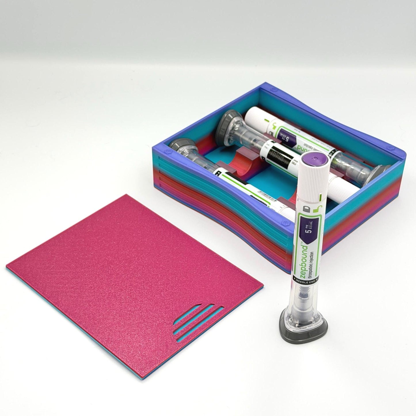 Stackable Low-Profile Storage Case for Zepbound® & Mounjaro® Injection Pens (4-Pen)