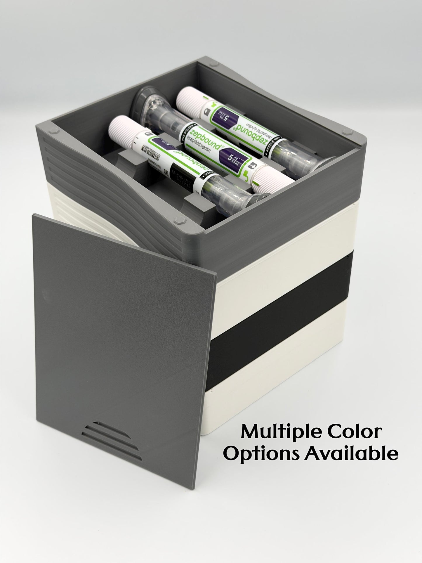 Stackable Low-Profile Storage Case for Zepbound® & Mounjaro® Injection Pens (4-Pen)