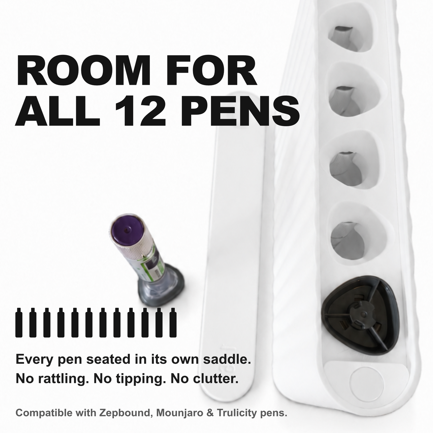 MC Dozen Slim - The Original Massive Customs 12-Pen Slim Fridge Case for Zepbound® & Mounjaro® Injection Pens
