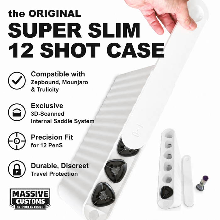 MC Dozen Slim - The Original Massive Customs 12-Pen Slim Fridge Case for Zepbound® & Mounjaro® Injection Pens