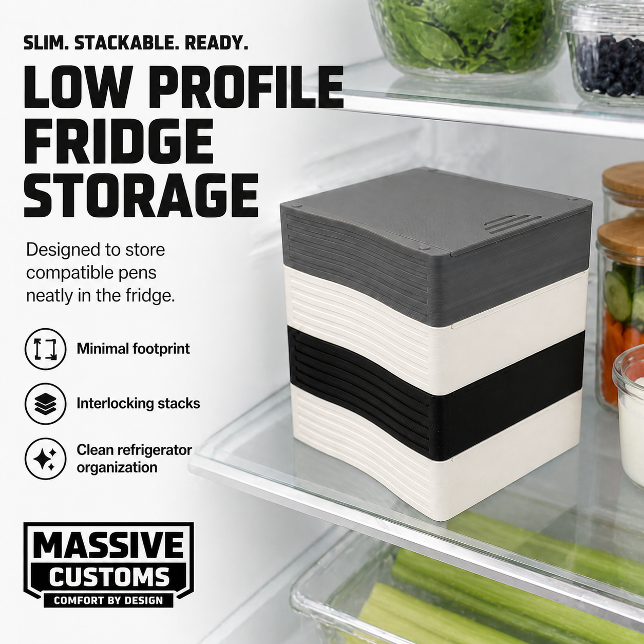 MC Stack 4 - The Original Massive Customs Stackable 4-Pen Fridge Case for Zepbound® & Mounjaro®