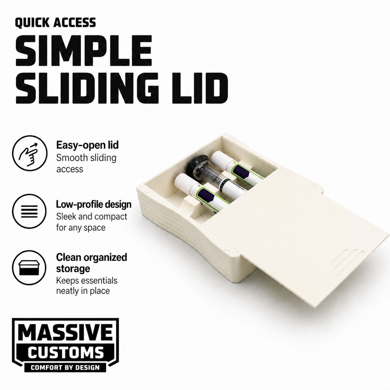 MC Stack 4 - The Original Massive Customs Stackable 4-Pen Fridge Case for Zepbound® & Mounjaro®