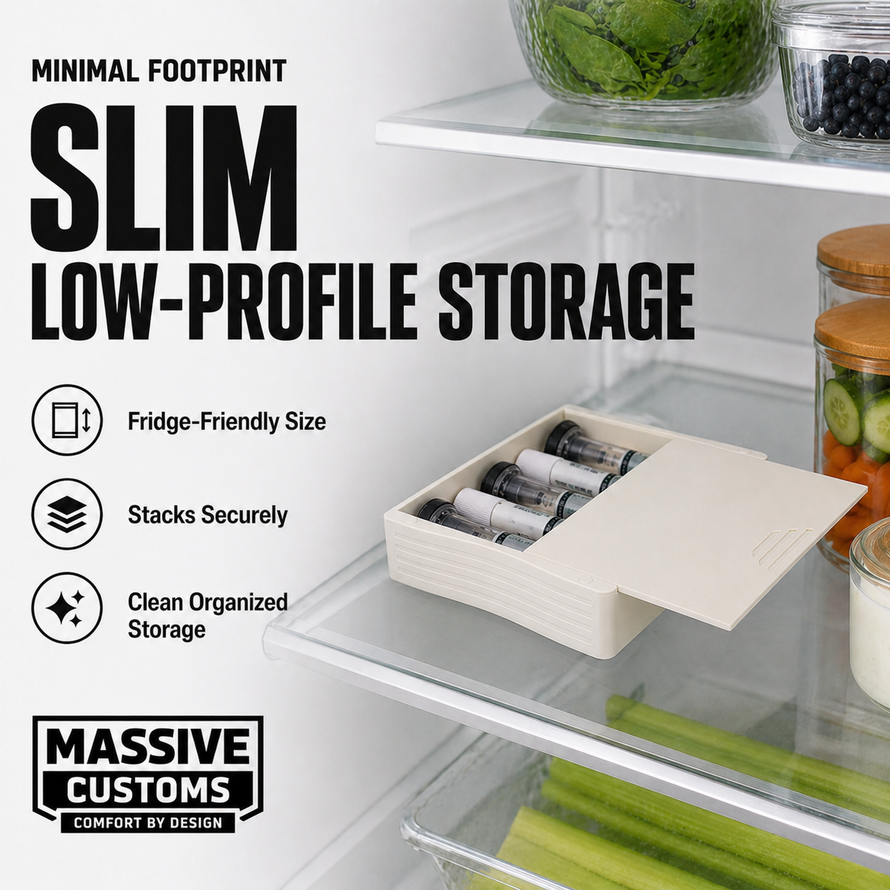 MC Stack 5 - The Original Massive Customs Stackable 5-Pen Fridge Case for Zepbound® & Mounjaro®
