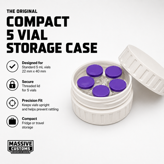MC Vault 5 - The Original Massive Customs 5-Vial Storage Case for Standard 5mL Medication Vials