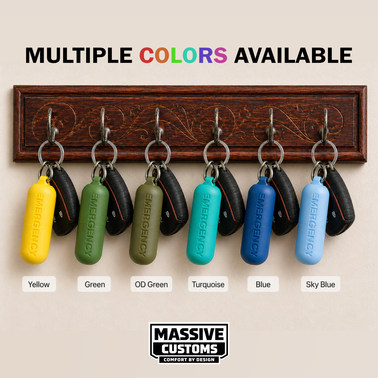The Original Massive Customs Emergency Pill Case Keychain - Compact Threaded Med Holder with Carabiner