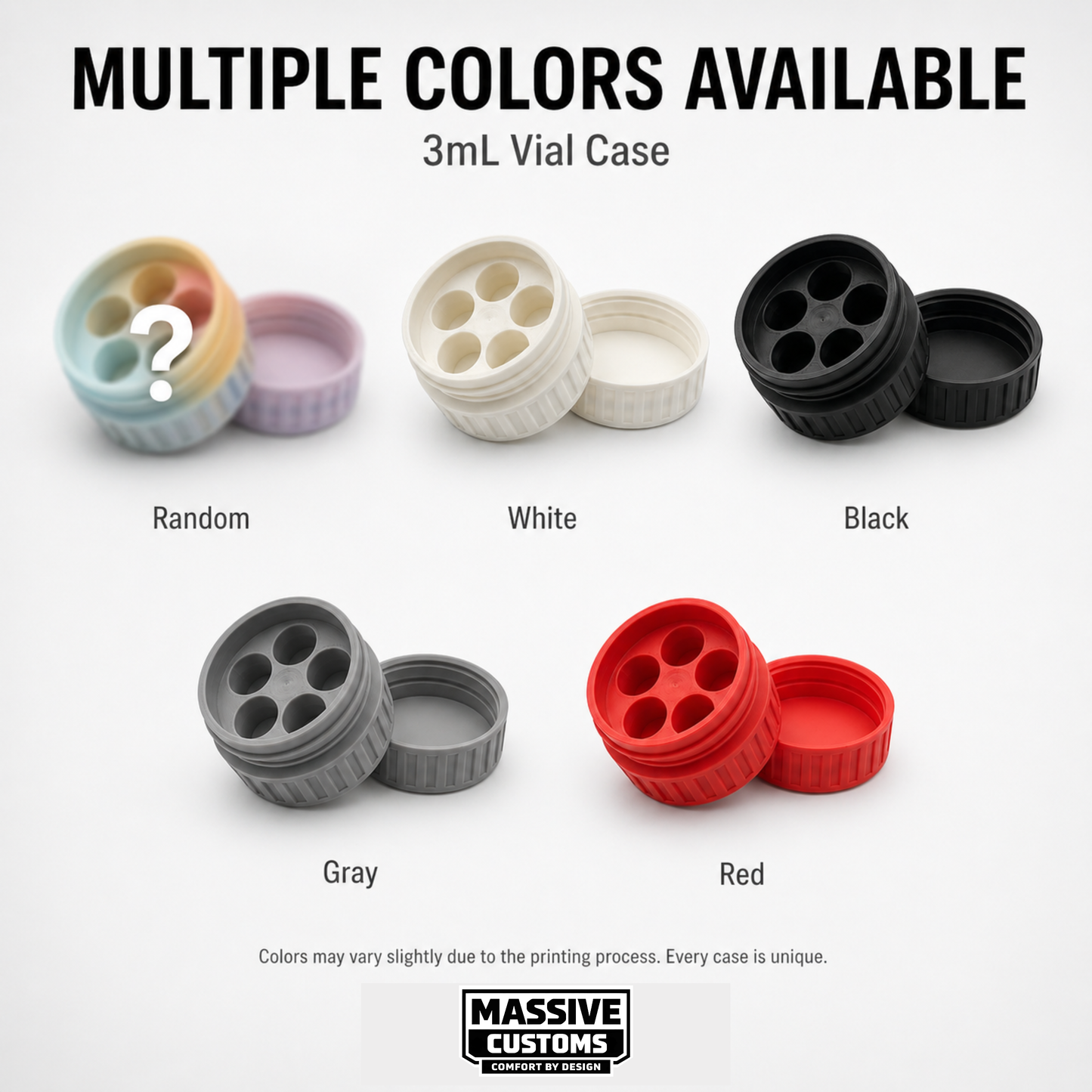 MC Vault 5 - The Original Massive Customs 5-Vial Storage Case for Standard 5mL Medication Vials