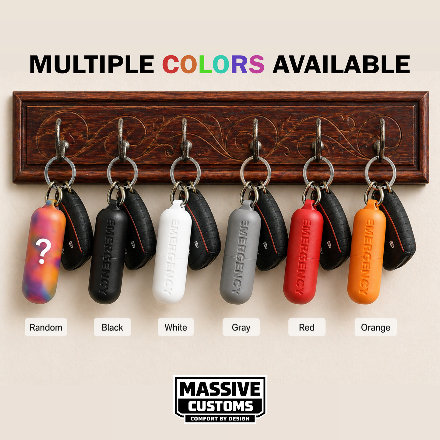 The Original Massive Customs Emergency Pill Case Keychain - Compact Threaded Med Holder with Carabiner