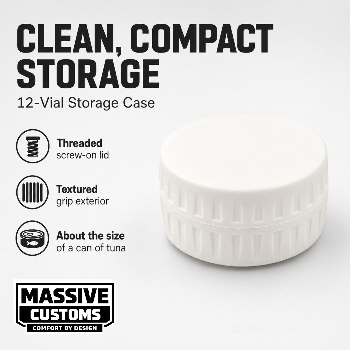 MC Vault 12 - The Original Massive Customs 12-Vial Storage Case for Standard 3mL Medication Vials