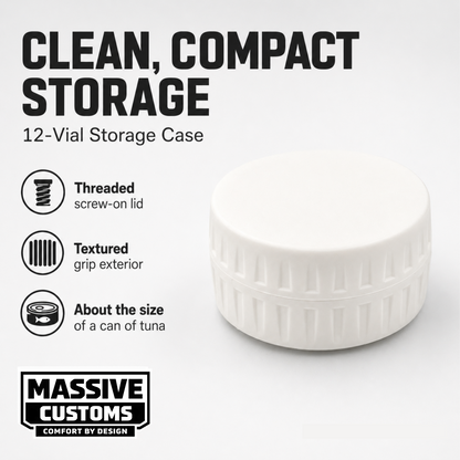 MC Vault 12 - The Original Massive Customs 12-Vial Storage Case for Standard 3mL Medication Vials