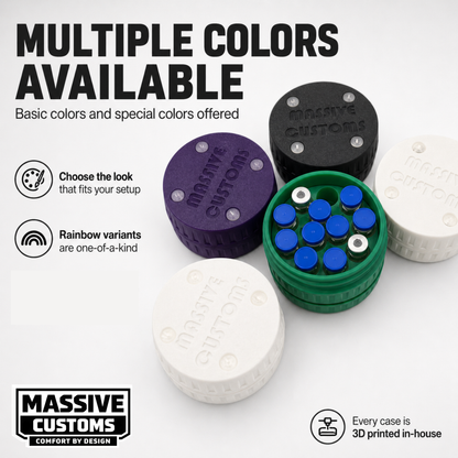 MC Vault 12 - The Original Massive Customs 12-Vial Storage Case for Standard 3mL Medication Vials