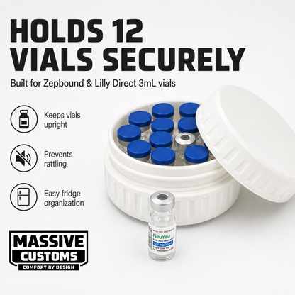 MC Vault 12 - The Original Massive Customs 12-Vial Storage Case for Standard 3mL Medication Vials