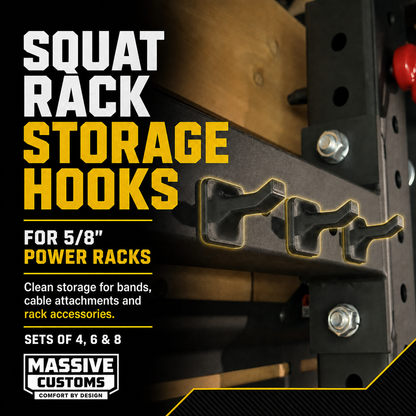 The Original Massive Customs Squat Rack Storage Hook - Hang Small Gym Accessories from Your Rack