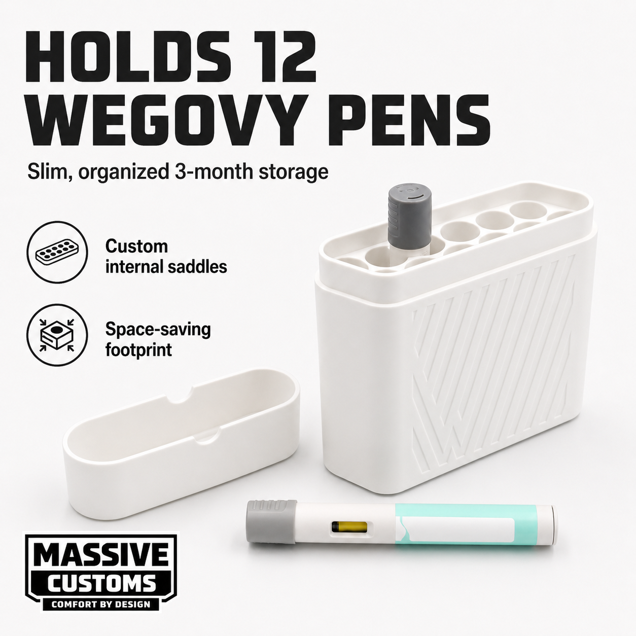 MC Dozen for Wegovy - The Original Massive Customs 12-Pen Slim Fridge Case for Wegovy® Injection Pens
