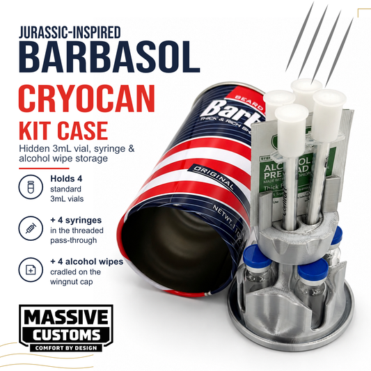 Jurassic Park Barbasol CryoCan 3mL Vial, Syringe & Alcohol Wipe Kit Storage Case