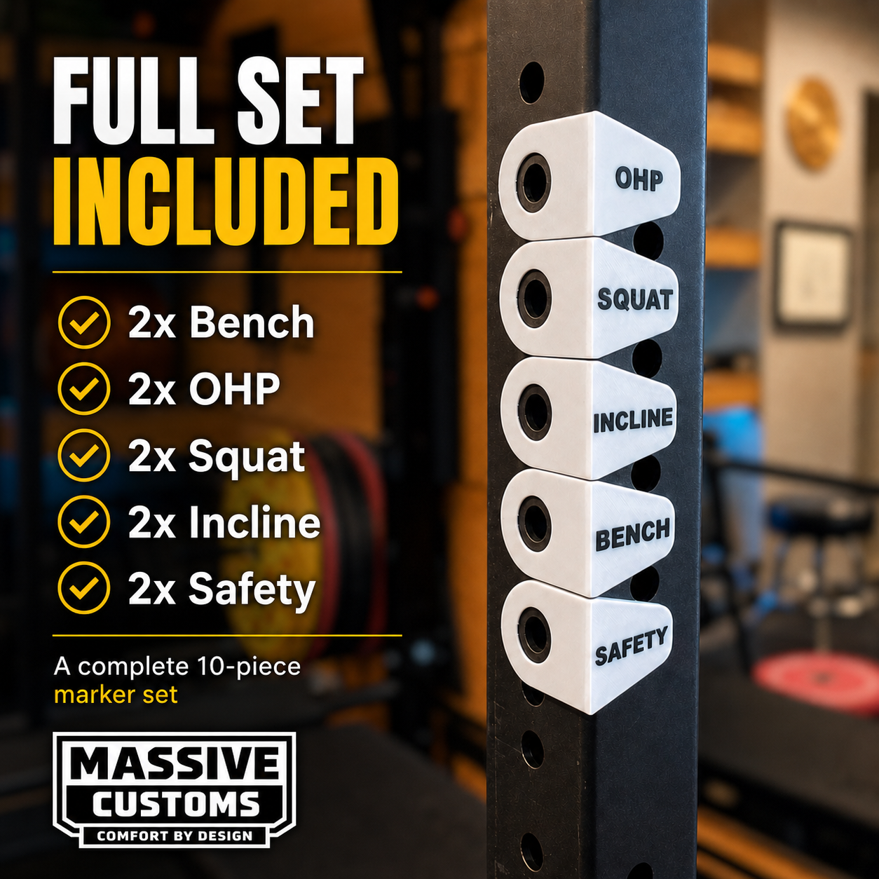 The Original Massive Customs Magnetic Rack Position Markers for 2-Inch Uprights