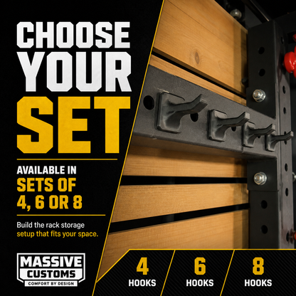 The Original Massive Customs Squat Rack Storage Hook - Hang Small Gym Accessories from Your Rack