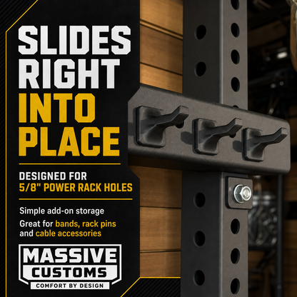 The Original Massive Customs Squat Rack Storage Hook - Hang Small Gym Accessories from Your Rack