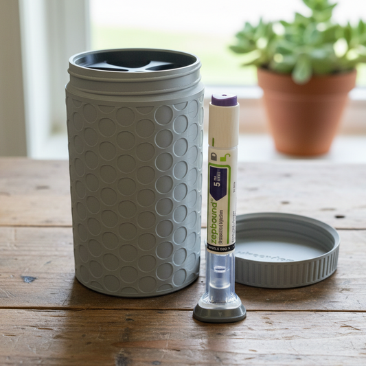 Cylindrical 4-Pen Storage Jar for Zepbound® & Mounjaro® Injection Pens