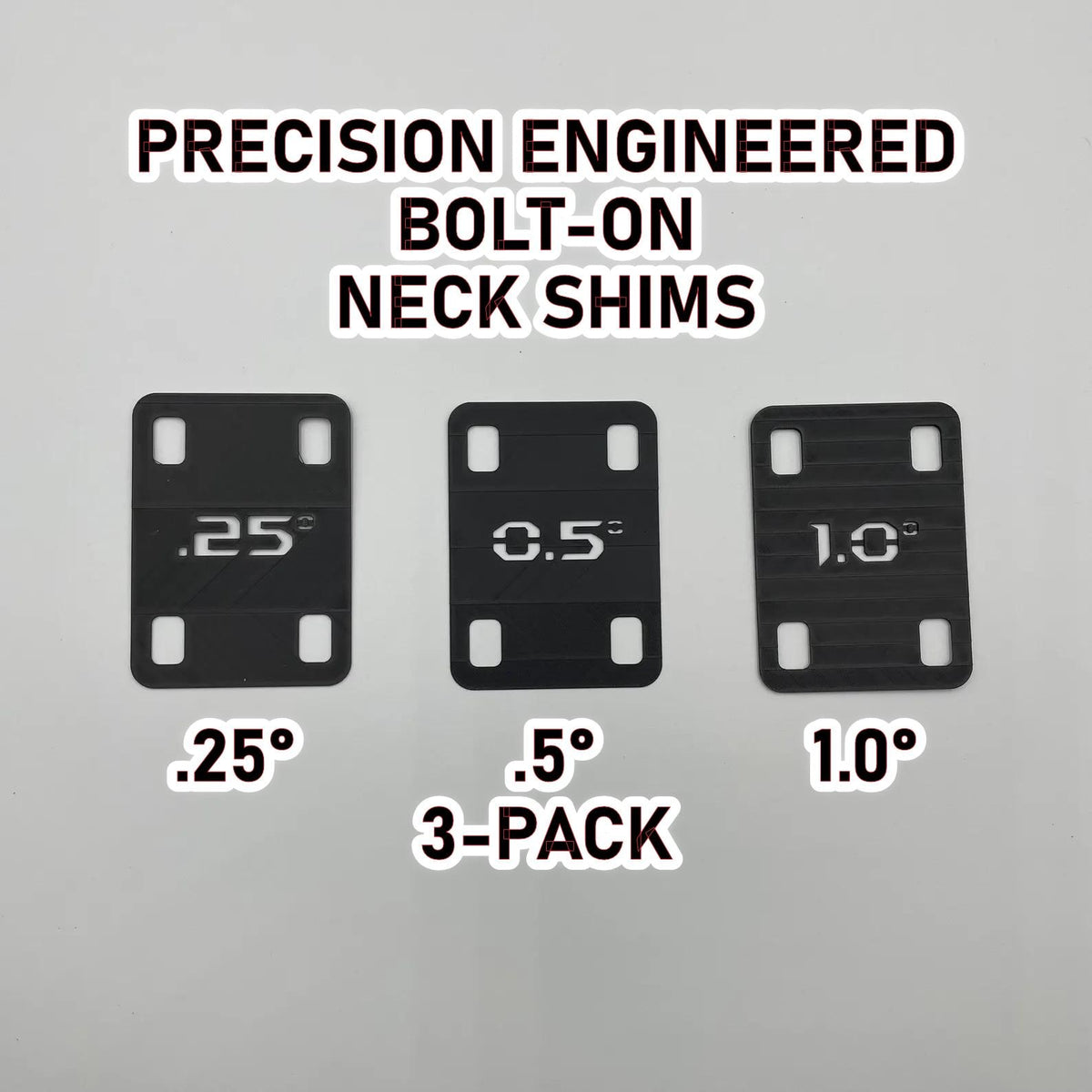 Neck Pocket Shims - 3 Pack Precision Set for Bolt-On Style Guitars