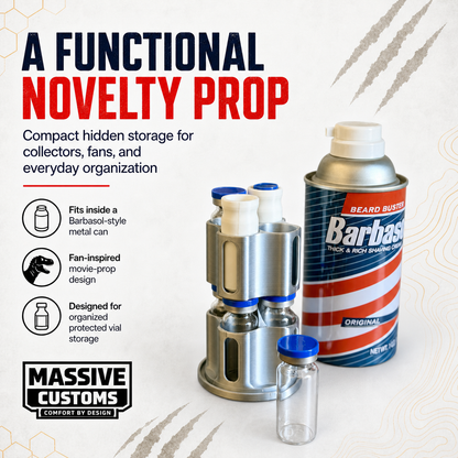 The Original Massive Customs Jurassic Park Barbasol CryoCan 10mL Vial Storage Case
